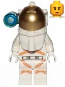 Minifigurka: CTY1027:  Astronaut - Male, White Spacesuit with Orange Lines, Side Lamp, Smirk and Cheek Lines