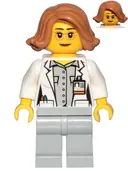 Minifigurka: CTY1035:  Scientist, Botanist - Female, Glasses and Medium Nougat Hair Short Swept Sideways
