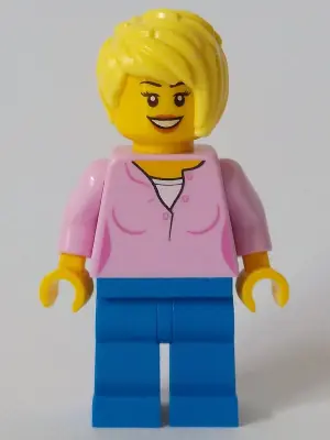 CTY1047:  Toy Store Owner - Bright Pink Female Top, Blue Legs