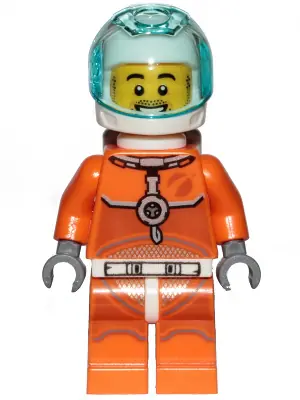 CTY1059:  Astronaut - Male, Orange Spacesuit with Dark Bluish Gray Lines, Trans-Light Blue Visor, Stubble