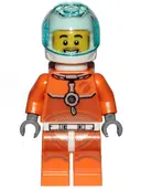 Minifigurka: CTY1059:  Astronaut - Male, Orange Spacesuit with Dark Bluish Gray Lines, Trans-Light Blue Visor, Stubble