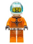 Minifigurka: CTY1063:  Astronaut - Male, Orange Spacesuit with Dark Bluish Gray Lines, Trans-Light Blue Visor, Black Angular Beard
