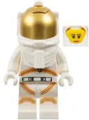 Minifigurka: CTY1064:  Astronaut - Female, White Spacesuit with Orange Lines, Closed Mouth Smile