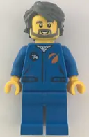 Minifigurka: CTY1068:  Astronaut - Male, Blue Jumpsuit, Dark Bluish Gray Hair and Full Angular Beard, Open Mouth Smile