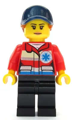 CTY1083:  Ski Patrol Member - Female, Red Jacket, Dark Blue Cap, Ponytail