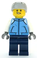 Minifigurka: CTY1087:  Snowboarder - Male, Medium Blue Jacket, Light Bluish Gray Sports Helmet
