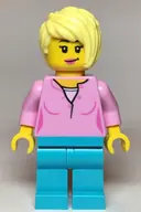 Minifigurka: CTY1116:  Female, Bright Pink Top, Medium Azure Legs