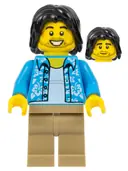 Minifigurka: CTY1118:  Tourist / Surfer - Dark Azure Hawaiian Shirt