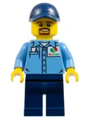 Minifigurka: CTY1119:  Gas Station Worker - Medium Blue Shirt with 'Octan' Logo, Dark Blue Legs and Cap