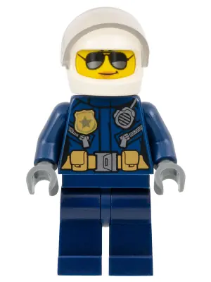 CTY1121:  Police - City Motorcyclist Female, Silver Sunglasses, Trans-Clear Visor