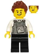 Minifigurka: CTY1135:  Police - Security Officer, Black Legs, Brown Hair