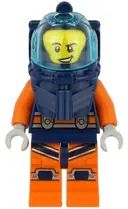 Minifigurka: CTY1164:  Deep Sea Diver - Male, Dark Blue Helmet, Lopsided Grin