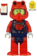 Minifigurka: CTY1165:  Scuba Diver - Female, Open Mouth, Red Helmet, White Air Tanks, Red Flippers