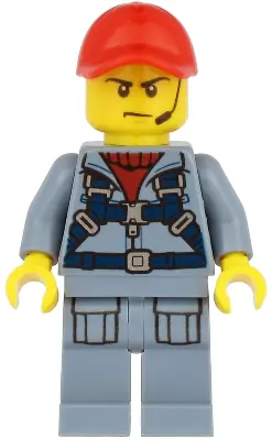 CTY1168:  Ocean Submarine Pilot - Male, Harness, Sand Blue Legs with Pockets, Red Cap, Headset