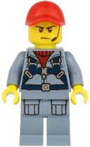 Minifigurka: CTY1168:  Ocean Submarine Pilot - Male, Harness, Sand Blue Legs with Pockets, Red Cap, Headset