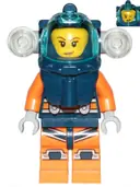 Minifigurka: CTY1169:  Deep Sea Diver - Female, Dark Blue Helmet, Side Lamps, Smirk / Left Eye Squinted