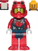 Minifigurka: CTY1173:  Scuba Diver - Male, Open Mouth Smile, Red Helmet, White Air Tanks, Red Flippers