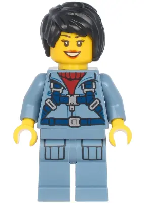 CTY1181:  Ocean Mini-Submarine Pilot - Female, Harness, Sand Blue Legs with Pockets, Black Hair