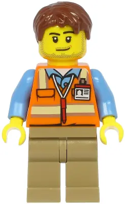 CTY1187:  Air Traffic Controller - Male, Reddish Brown Hair, Orange Safety Vest, Dark Tan Legs
