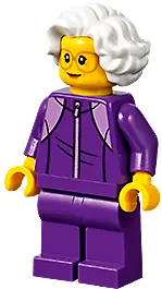 CTY1195:  Plane Passenger - Grandmother, Dark Purple Tracksuit, White Wavy Hair, Glasses