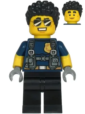 CTY1210:  Police Officer - Duke DeTain, Dark Blue Shirt with Molded Short Sleeves, Harness, Black Legs, Black Hair