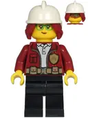 Minifigurka: CTY1211:  Fire Chief, Female - Freya McCloud, Dark Red Jacket, Black Legs, White Fire Helmet, Dark Red Hair
