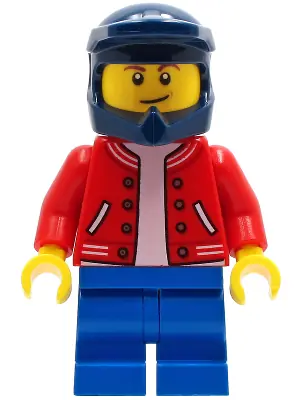 CTY1229:  BMX Rider - Male, Red Jacket, Blue Medium Legs, Dark Blue Dirt Bike Helmet