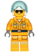 Minifigurka: CTY1237:  Fire - Reflective Stripes, Bright Light Orange Suit, White Helmet, Black and Silver Sunglasses