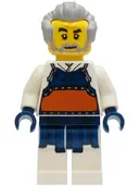 Minifigurka: CTY1241:  Kendo Instructor - White Robe with Dark Blue and Dark Orange Bogu Armor, Light Bluish Gray Hair