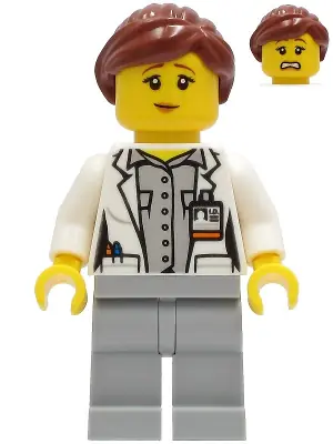 CTY1252:  Fire - Female, White Open Jacket over Shirt, Light Bluish Gray Legs, Reddish Brown Hair