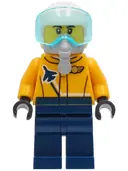 Minifigurka: CTY1266:  Airshow Jet Pilot - Bright Light Orange Jacket, Dark Blue Legs, White Helmet, Oxygen Mask