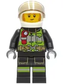 Minifigurka: CTY1280:  Fire Fighter - Clemmons, White Helmet, Trans-Brown Visor