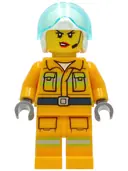 Minifigurka: CTY1282:  Fire - Reflective Stripes, Bright Light Orange Suit, White Helmet, Headset