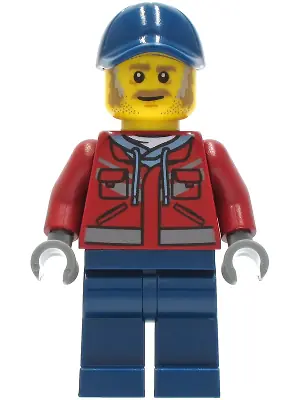 CTY1284:  Truck Driver - Male, Dark Red Hooded Sweatshirt, Dark Blue Legs, Dark Blue Cap