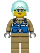 Minifigurka: CTY1296:  Wildlife Rescue Pilot - Female, Blue Vest, White Helmet, Dark Tan Legs