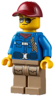 CTY1303:  Wildlife Rescue Ranger - Male, Blue Shirt with 'RESCUE' Pattern on Back, Dark Red Cap, Dark Tan Legs with Pockets