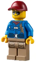 Minifigurka: CTY1303:  Wildlife Rescue Ranger - Male, Blue Shirt with 'RESCUE' Pattern on Back, Dark Red Cap, Dark Tan Legs with Pockets