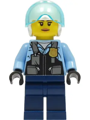 CTY1311:  Police - City Helicopter Pilot Female, Safety Vest with Police Badge, Dark Blue Legs, White Helmet