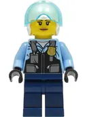 Minifigurka: CTY1311:  Police - City Helicopter Pilot Female, Safety Vest with Police Badge, Dark Blue Legs, White Helmet