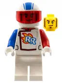 Minifigurka: CTY1319:  Rocket Racer - Stuntz Driver, White Jumpsuit with Blue and Red Arms, White Helmet, Trans-Red Visor