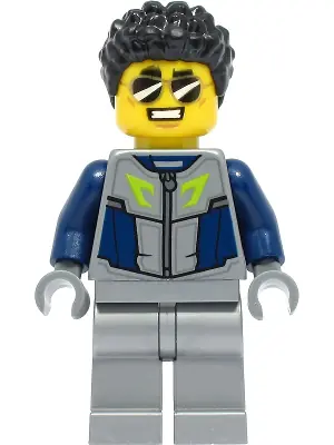 CTY1329:  Duke DeTain - Stuntz Driver, Dark Blue and Flat Silver Racing  Suit