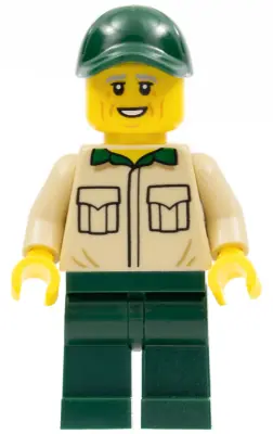 CTY1353:  Park Worker, Male with Tan Shirt with Pockets, Dark Green Legs and Cap