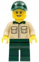 Minifigurka: CTY1353:  Park Worker, Male with Tan Shirt with Pockets, Dark Green Legs and Cap