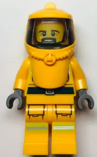 CTY1360:  Fire - Reflective Stripes, Bright Light Orange Suit and Hood Hazard with Trans-Brown Face Shield, Beard