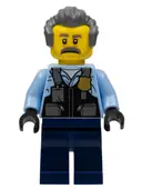 Minifigurka: CTY1375:  Police - Officer Sam Grizzled, Bright Light Blue Jacket, Dark Blue Legs, Dark Bluish Gray Hair