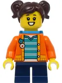 Minifigurka: CTY1390:  Madison (Maddy) - Orange Jacket, Dark Azure Backpack