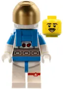 Minifigurka: CTY1407:  Lunar Research Astronaut - Male, White and Dark Azure Suit, White Helmet, Metallic Gold Visor, Moustache