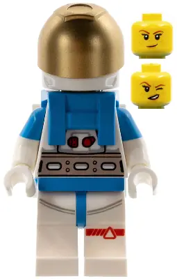 CTY1408:  Lunar Research Astronaut - Female, White and Dark Azure Suit, White Helmet, Metallic Gold Visor, Freckles