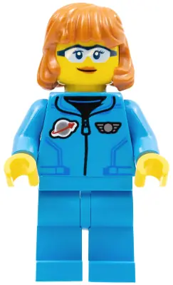 CTY1411:  Lunar Research Astronaut - Female, Dark Azure Jumpsuit, Dark Orange Hair, Safety Glasses
