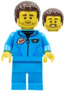 Minifigurka: CTY1412:  Lunar Research Astronaut - Male, Dark Azure Jumpsuit, Dark Brown Coiled Hair, Stubble